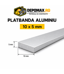 Platbanda aluminiu 10 x 5 mm, 6 metri (EN-AW 6060)